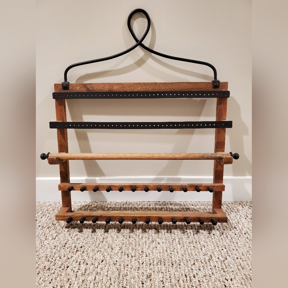 Pottery Barn Pine & Iron Wall-Mounted Jewelry Hanger